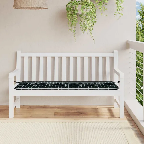 Coussin de banc de jardin carreaux noir 150x50x3cm tissu oxford