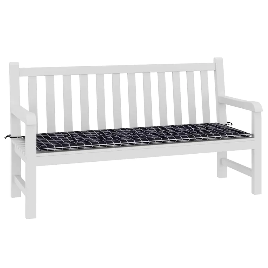 Coussin de banc de jardin carreaux noir 150x50x3cm tissu oxford - 3