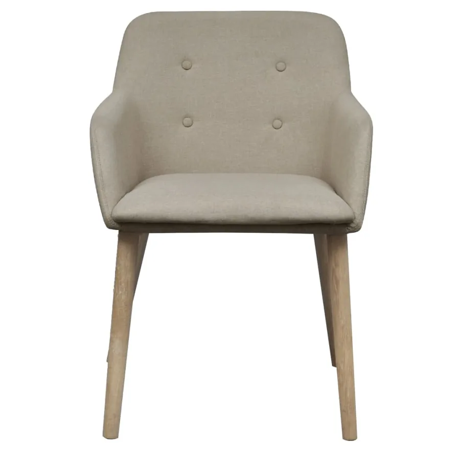 Chaises à manger lot de 4 beige tissu et chêne massif - 3
