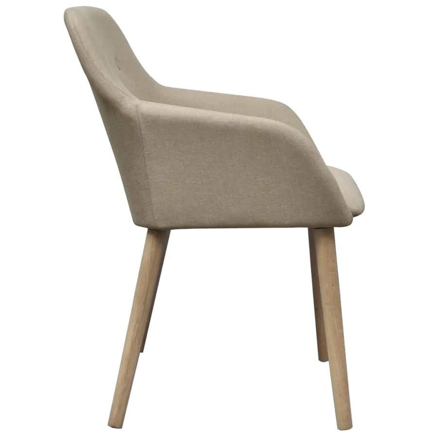 Chaises à manger lot de 4 beige tissu et chêne massif - 4