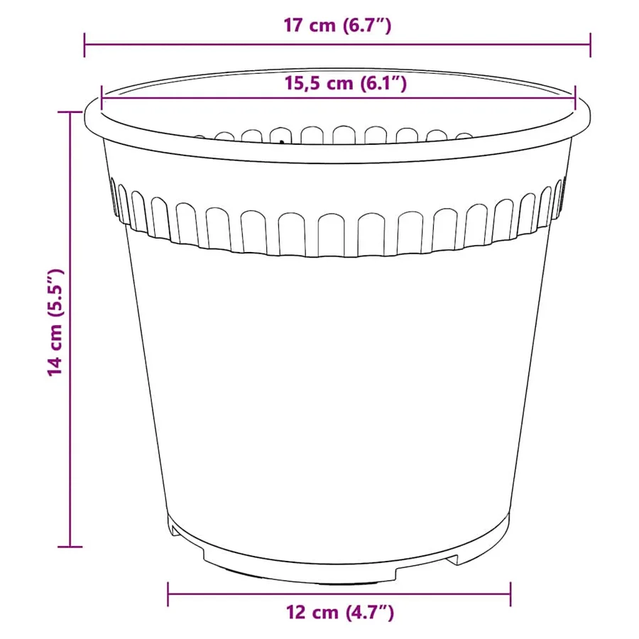 Pots de plantes 6 pcs Rouge brique Ø 17 x 14 cm Plastique - 11