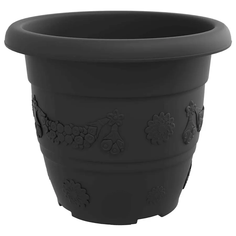Pot à fleurs rond 24 pcs Noir Ø 30 x 25 cm Plastique - 5