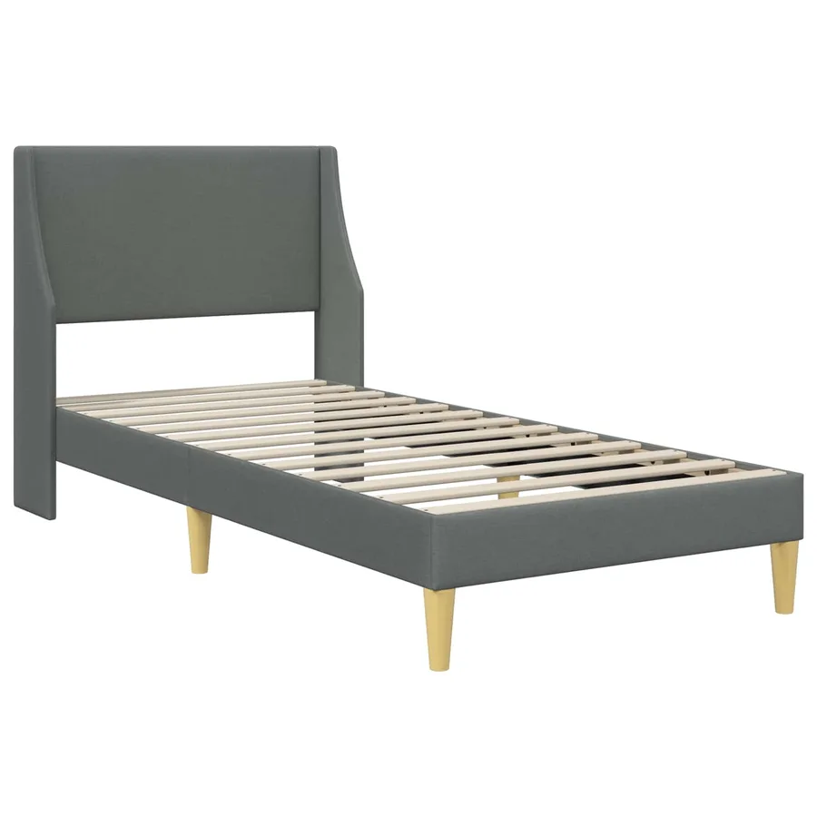 Cadre de lit avec matelas Gris foncé 90 x 200 cm Polyester - 4
