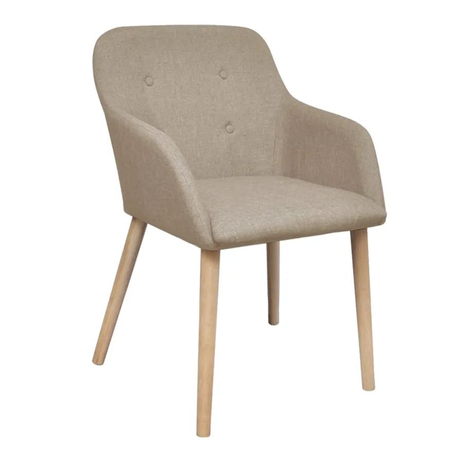 Chaises à manger lot de 2 beige tissu et chêne massif - 2