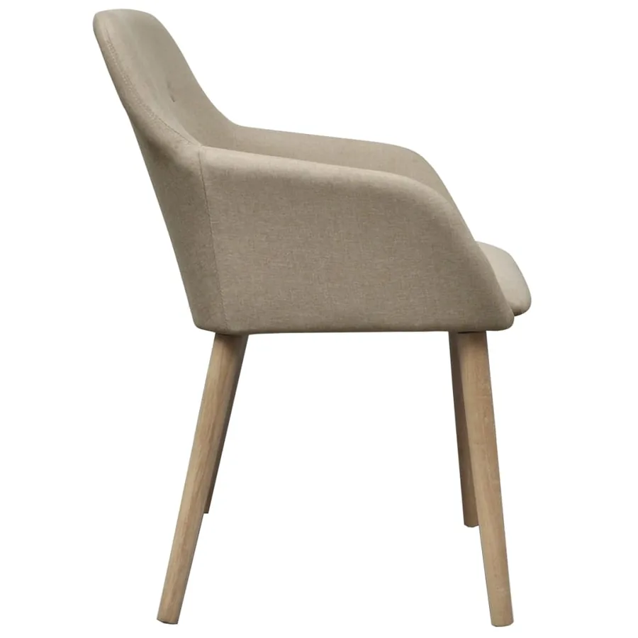 Chaises à manger lot de 2 beige tissu et chêne massif - 4