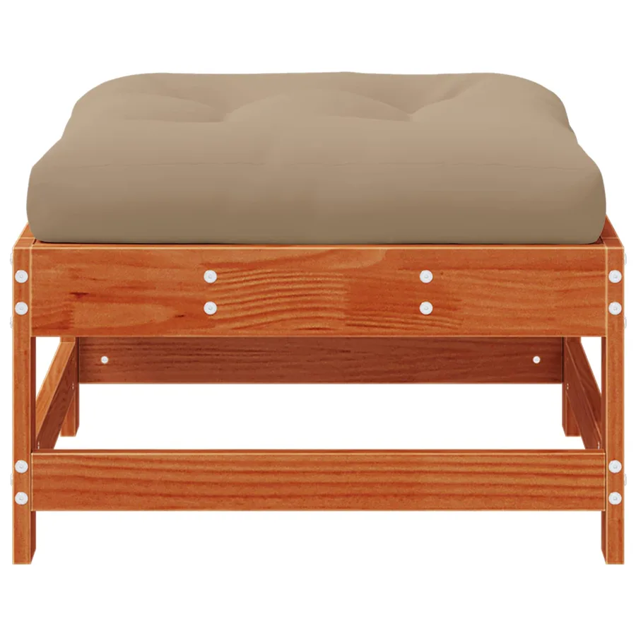 Repose-pieds de jardin avec coussin Bois de pin massif - 4