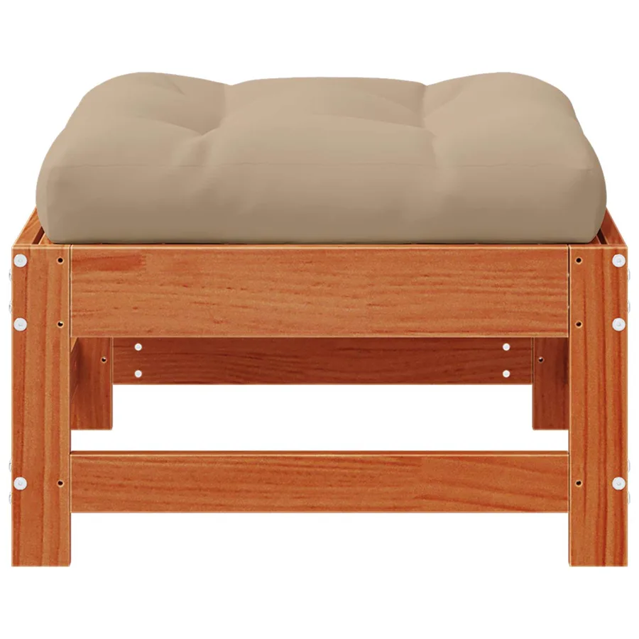 Repose-pieds de jardin avec coussin Bois de pin massif - 5