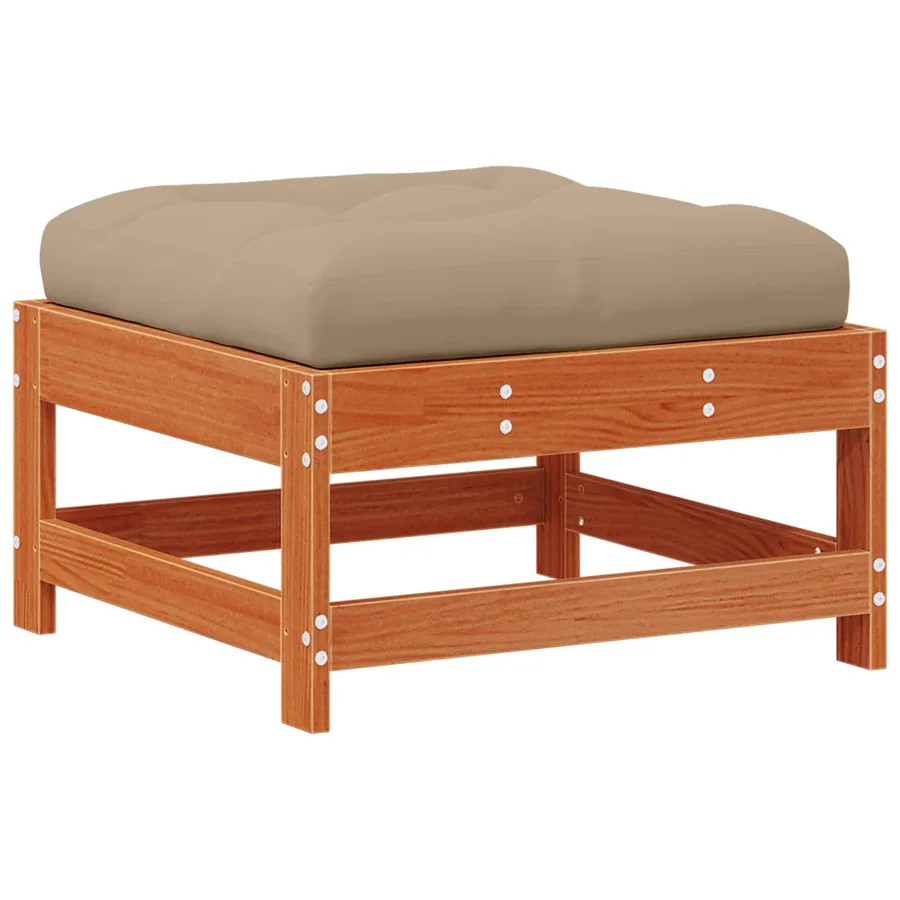 Repose-pieds de jardin avec coussin Bois de pin massif - 6