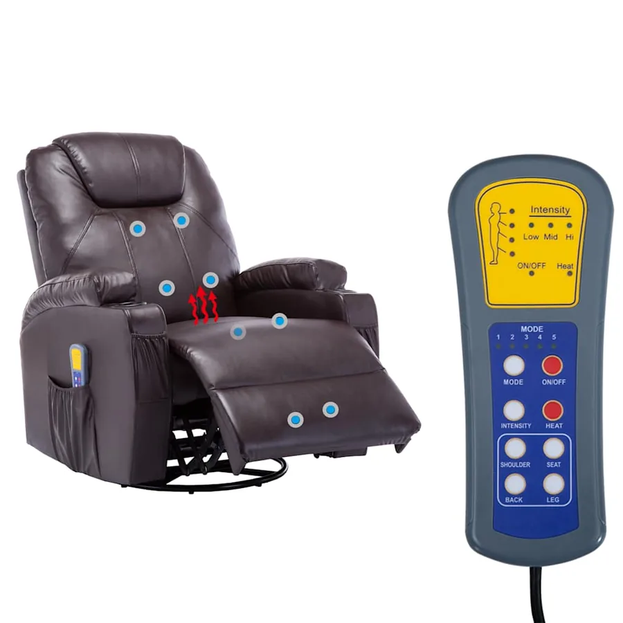 Fauteuil à bascule de massage Marron Similicuir - 12