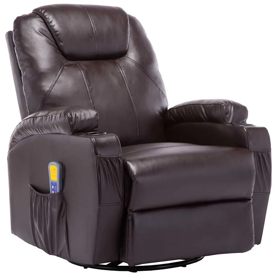 Fauteuil à bascule de massage Marron Similicuir - 2