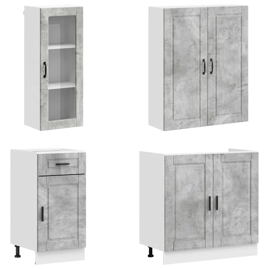Unité de cuisine PORTO 8 pcs Gris béton Bois d'ingénierie - 3