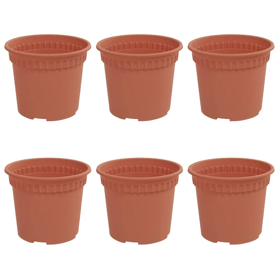Pot à fleurs rond 6 pcs Rouge brique Ø 12,5 x 10 cm Plastique - 2