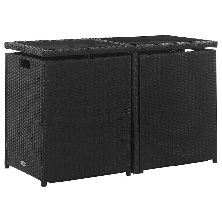 Salon de jardin 3 pcs avec coussins Résine tressée Noir - 2