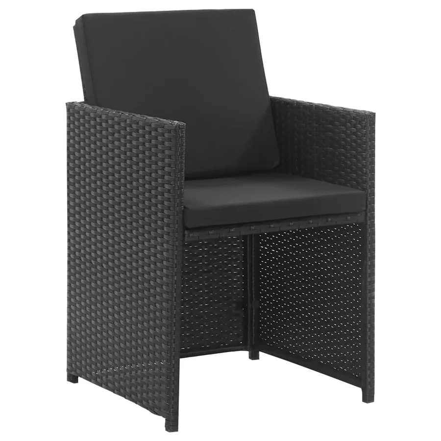 Salon de jardin 3 pcs avec coussins Résine tressée Noir - 5