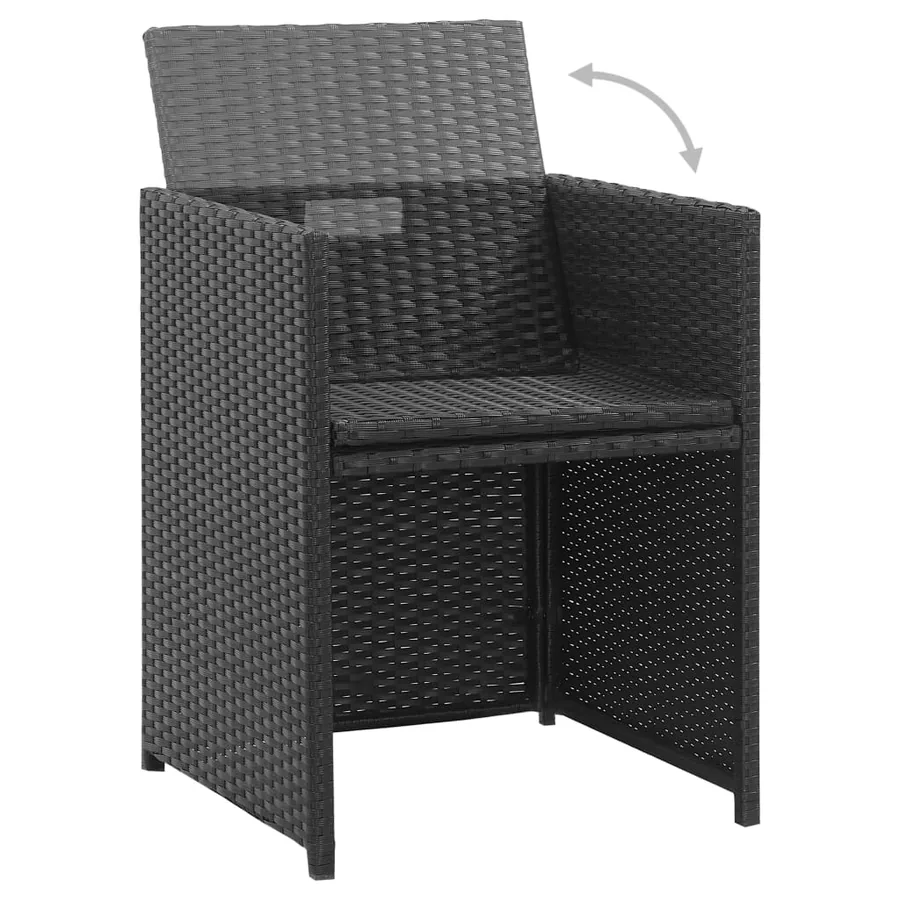Salon de jardin 3 pcs avec coussins Résine tressée Noir - 6