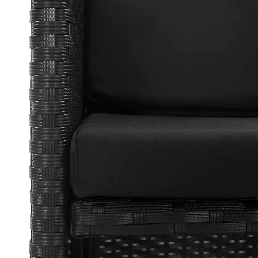 Salon de jardin 3 pcs avec coussins Résine tressée Noir - 7