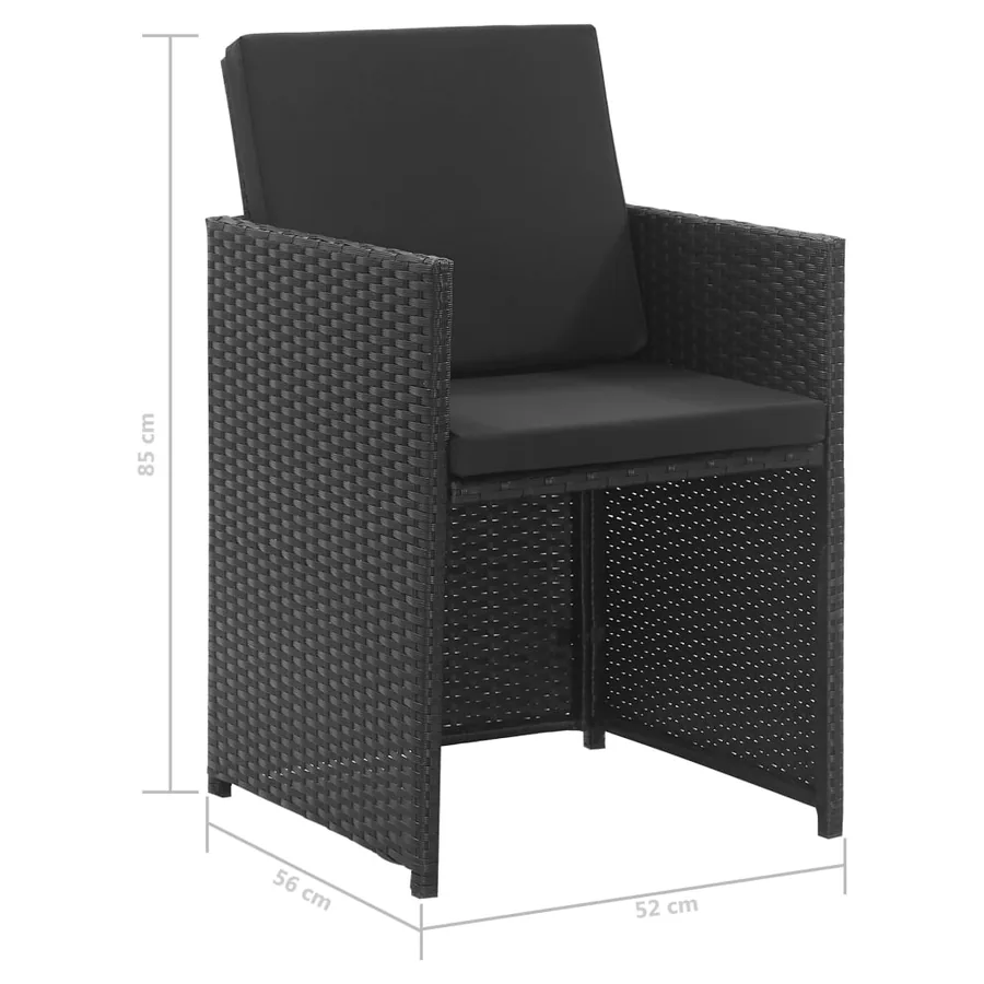 Salon de jardin 3 pcs avec coussins Résine tressée Noir - 9