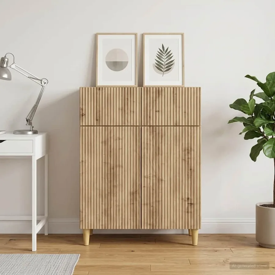 Buffet Chêne artisanal 66 x 34,5 x 90 cm Bois d'ingénierie - 4