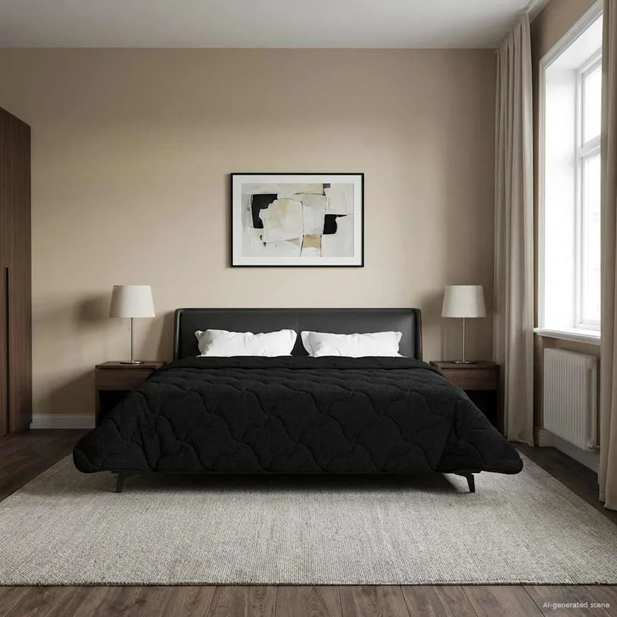 Duvet d'été simple Matelassé Noir 240 x 260 cm