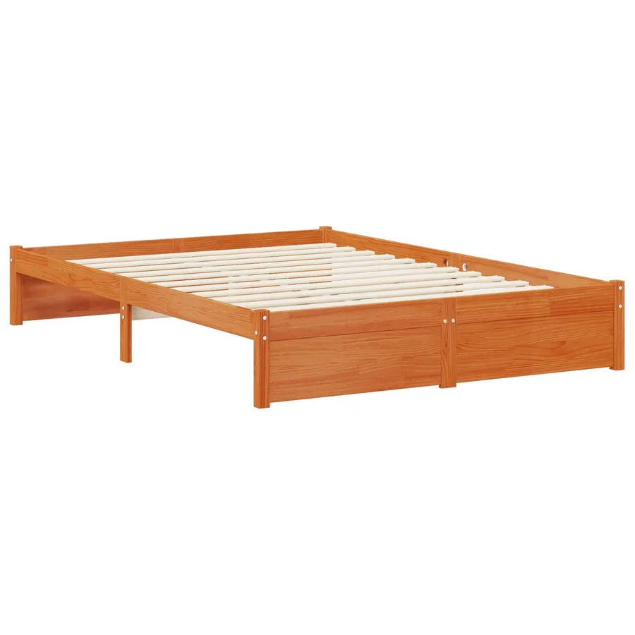 Cadre de lit avec tête de lit de rangement Brun Ciré Pin massif - 3