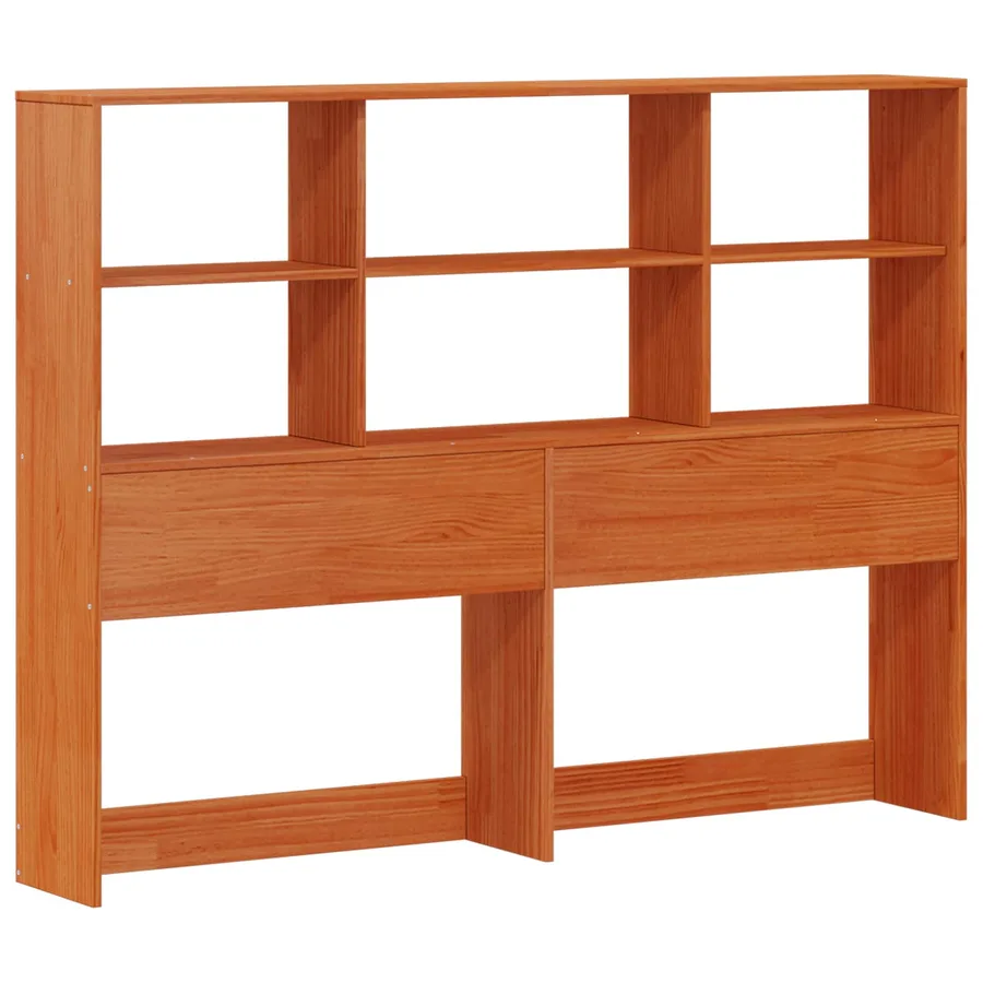 Cadre de lit avec tête de lit de rangement Brun Ciré Pin massif - 4
