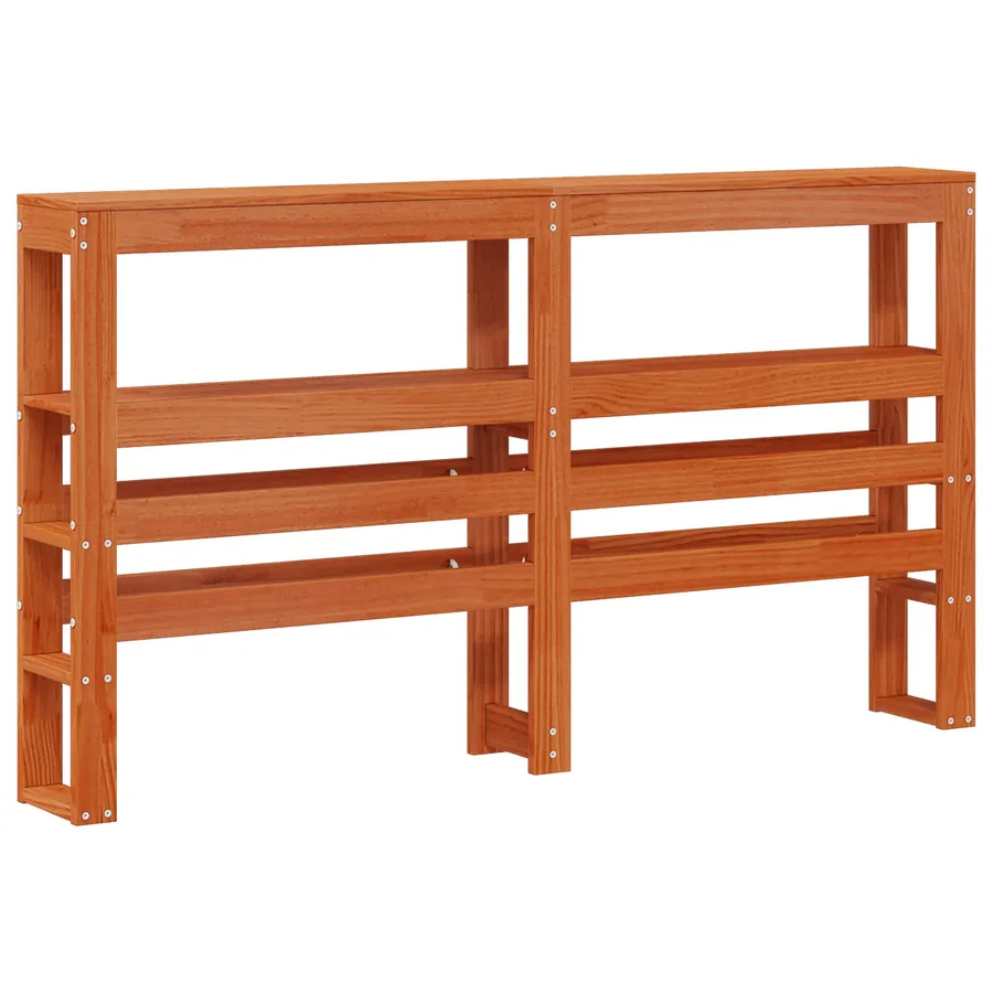 Cadre de lit avec tête de lit Cire marron Bois de Pin Massif - 4