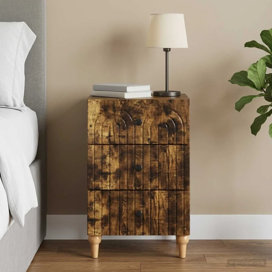Cabinet de chevet avec tiroir Chêne fumé 43 x 41 x 66,5 cm
