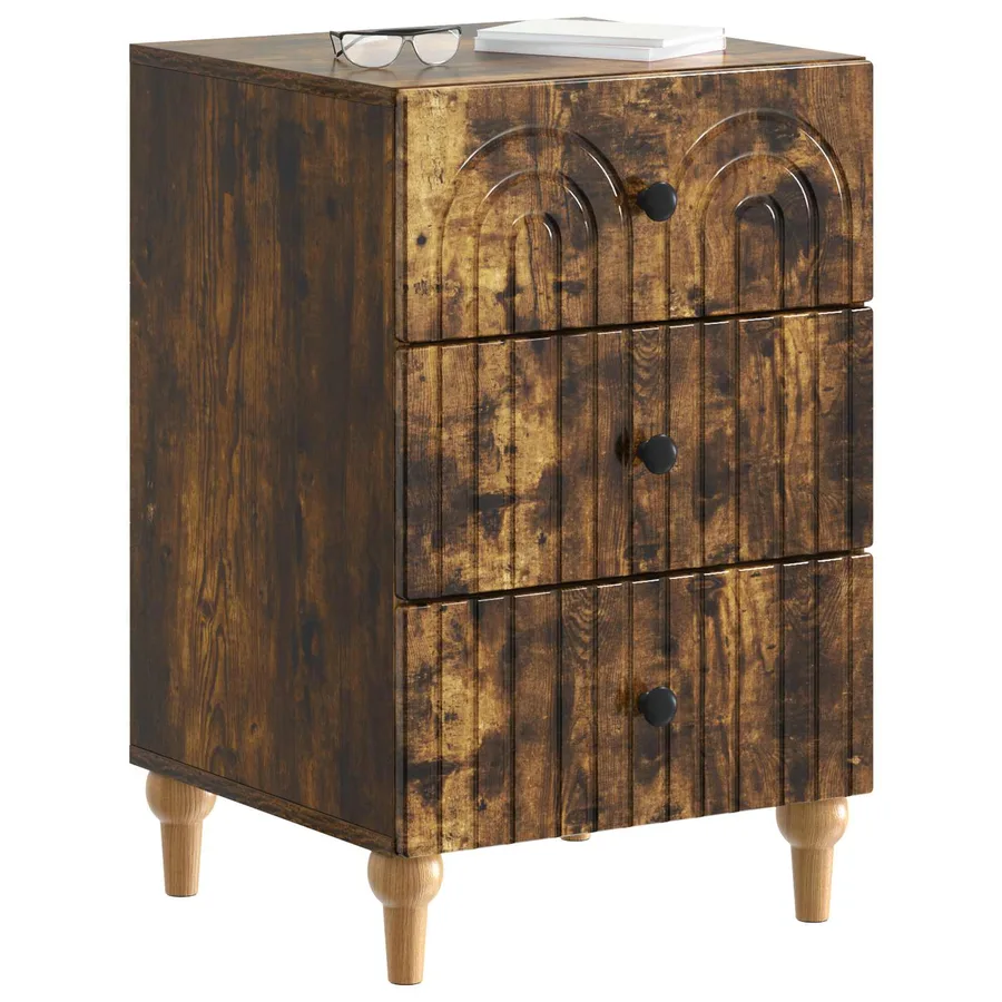 Cabinet de chevet avec tiroir Chêne fumé 43 x 41 x 66,5 cm - 3