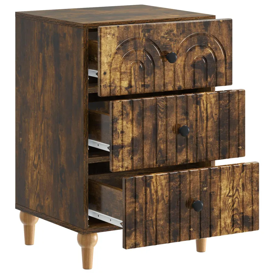Cabinet de chevet avec tiroir Chêne fumé 43 x 41 x 66,5 cm - 4