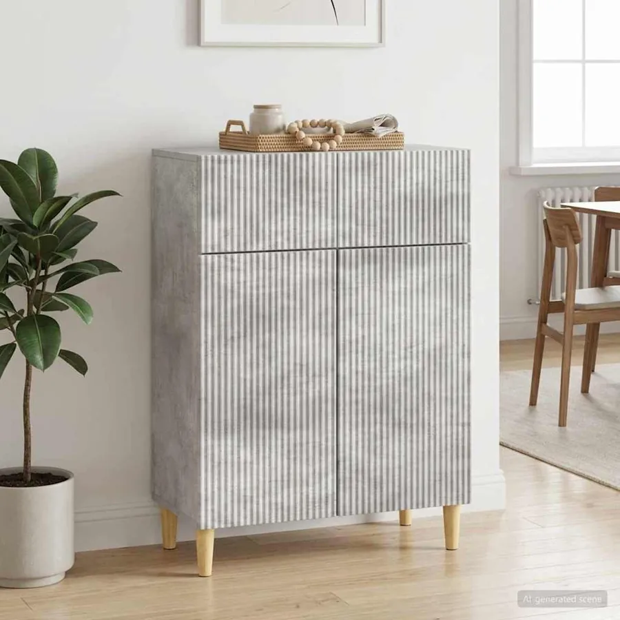 Buffet Gris béton 66 x 34,5 x 90 cm Bois d'ingénierie