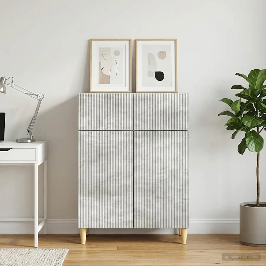 Buffet Gris béton 66 x 34,5 x 90 cm Bois d'ingénierie - 4