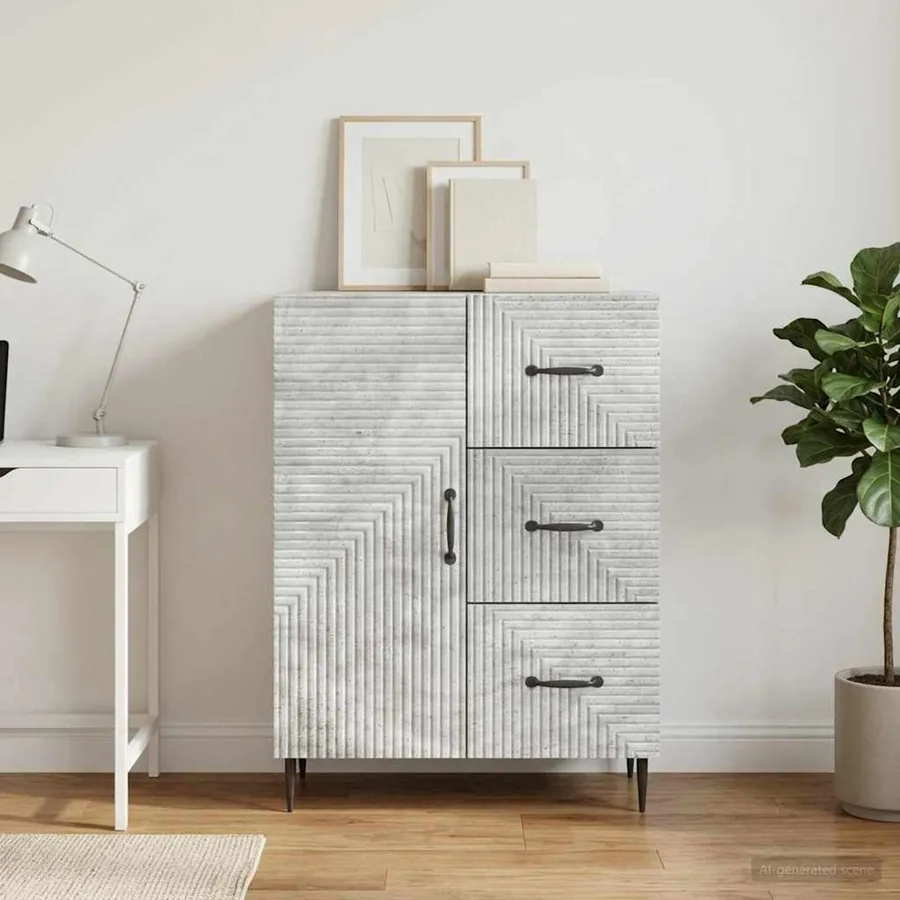 Buffet Gris béton 66 x 34,5 x 89,5 cm Bois d'ingénierie