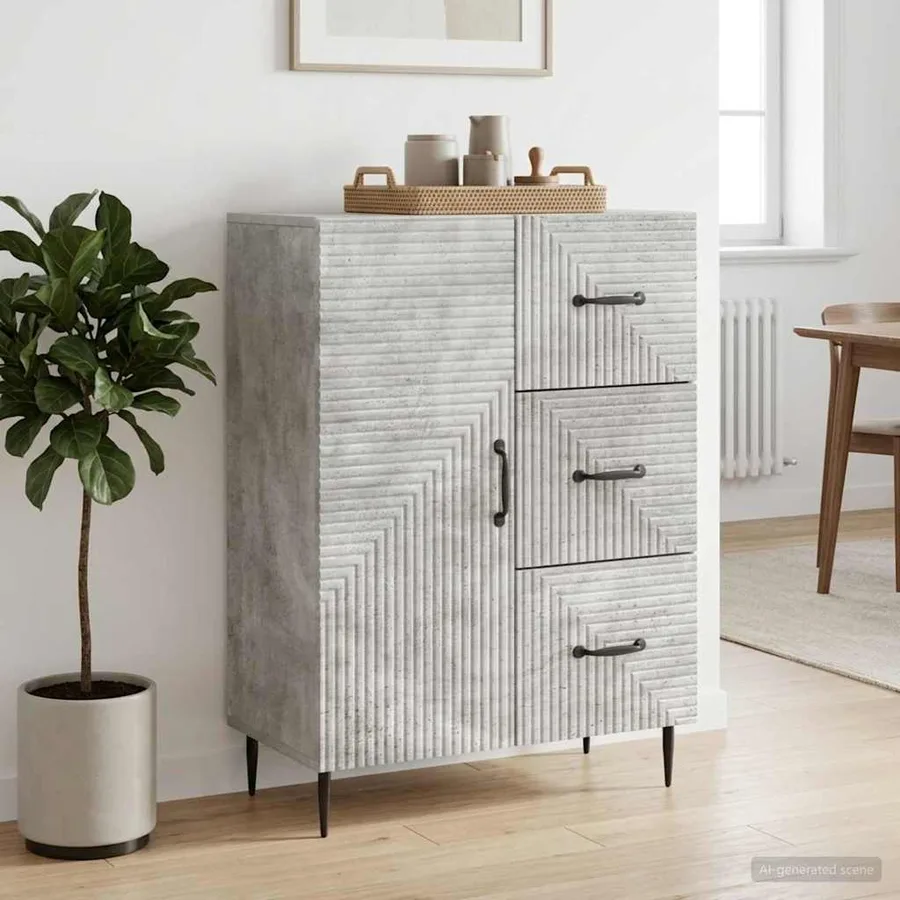 Buffet Gris béton 66 x 34,5 x 89,5 cm Bois d'ingénierie - 4