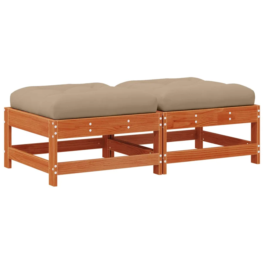 Repose-pieds de jardin Bois de pin massif Brun cire - 2