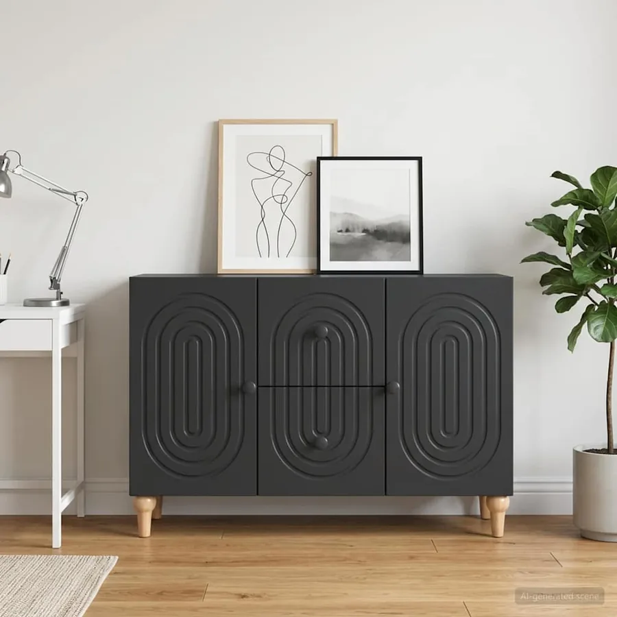 Meuble TV avec tiroir Noir 89 x 34,5 x 60 cm Bois d'ingénierie