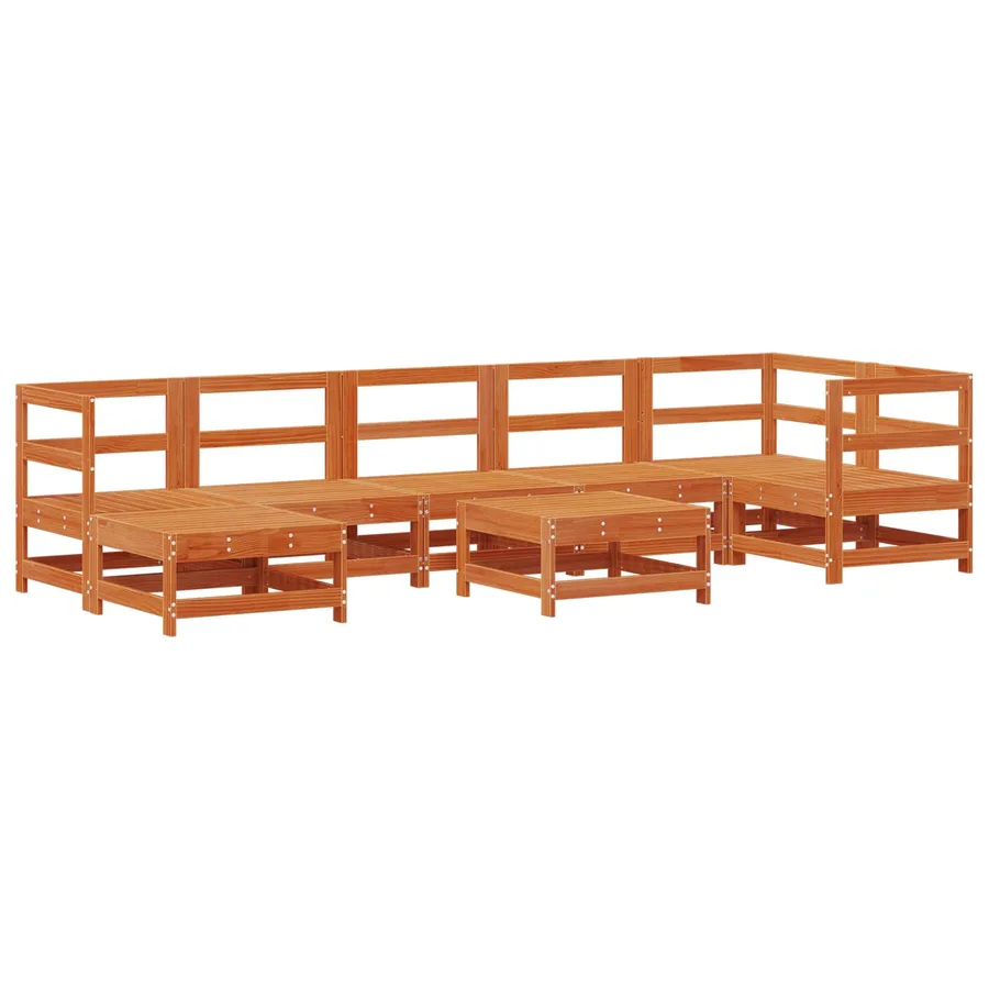 Ensemble de salon de jardin 8 pcs Brun Ciré Pin massif - 2