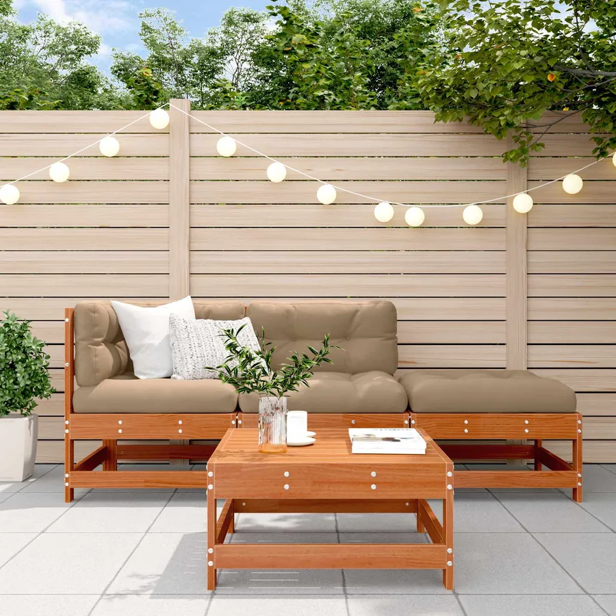 Ensemble de salon de jardin 4 pcs Brun Ciré Pin massif