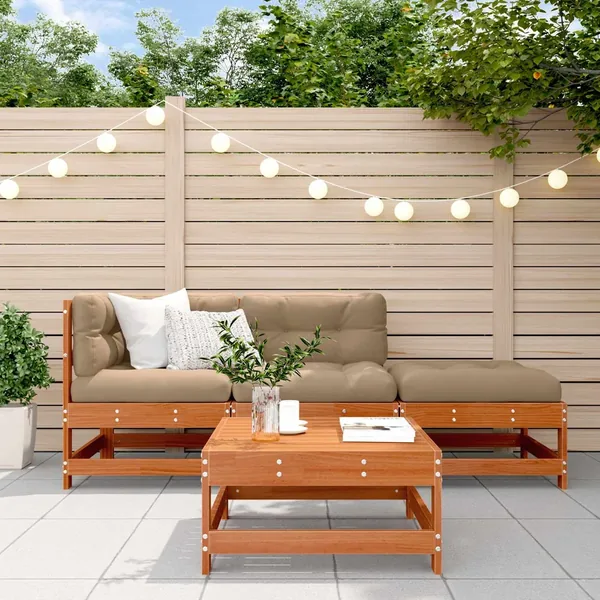 Ensemble de salon de jardin 4 pcs Brun Ciré Pin massif