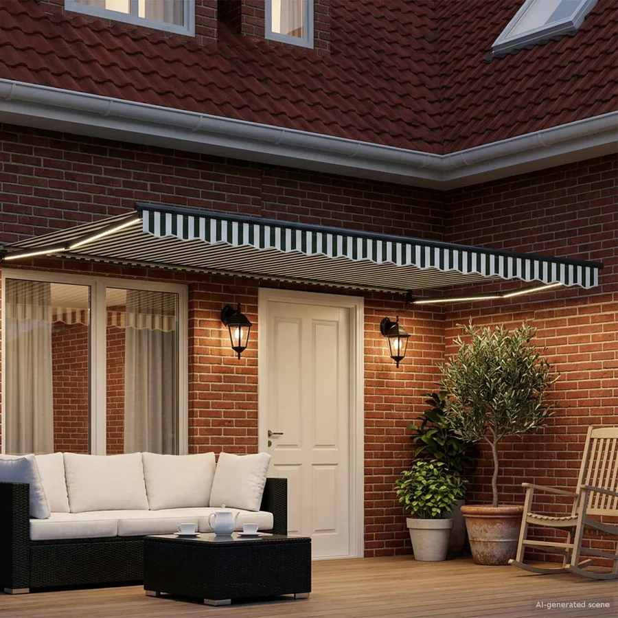 Auvent rétractable électrique Vert et blanc 4 × 3 m - 3