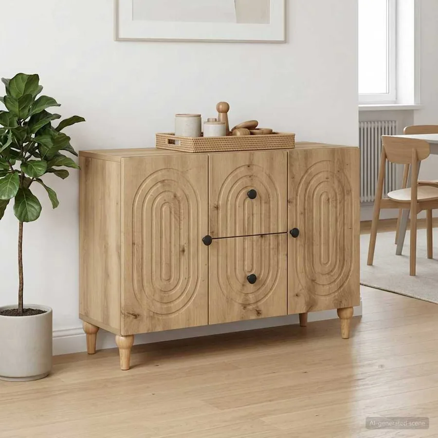 Meuble TV Chêne artisanal 89 x 34,5 x 60 cm Bois d'ingénierie