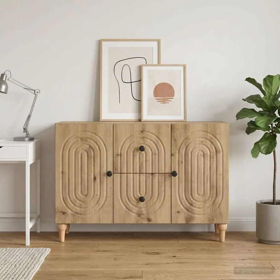 Meuble TV Chêne artisanal 89 x 34,5 x 60 cm Bois d'ingénierie - 4