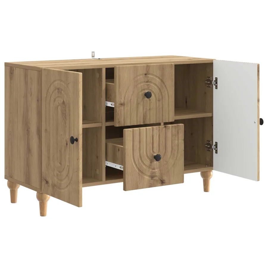 Meuble TV Chêne artisanal 89 x 34,5 x 60 cm Bois d'ingénierie - 5