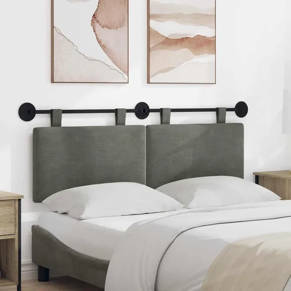 Tête de lit suspendue Gris clair Tissu en velours côtelé