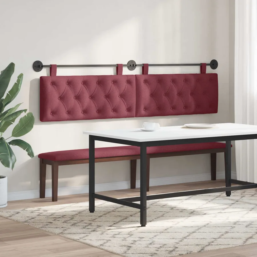 Tête de lit suspendue Bordeaux Tissu - 4