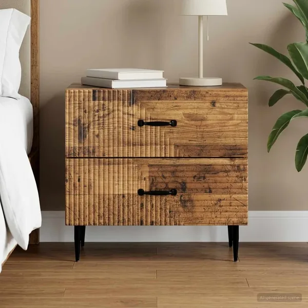 Cabinet de chevet avec tiroir Bois ancien 62 x 34,5 x 47,5 cm