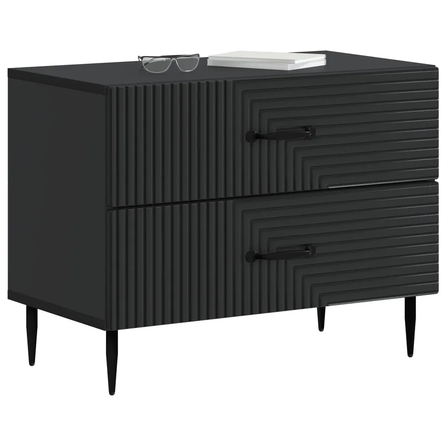 Cabinet de chevet Noir 62 x 34,5 x 47,5 cm Bois d'ingénierie - 3
