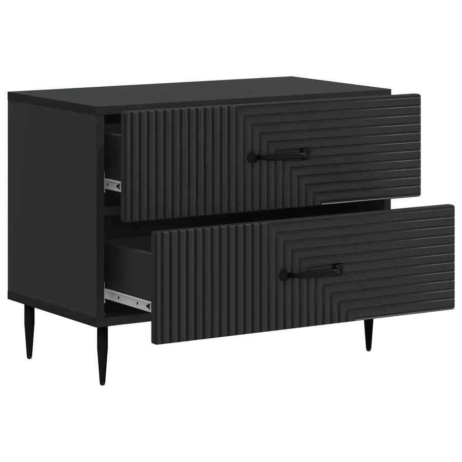 Cabinet de chevet Noir 62 x 34,5 x 47,5 cm Bois d'ingénierie - 4