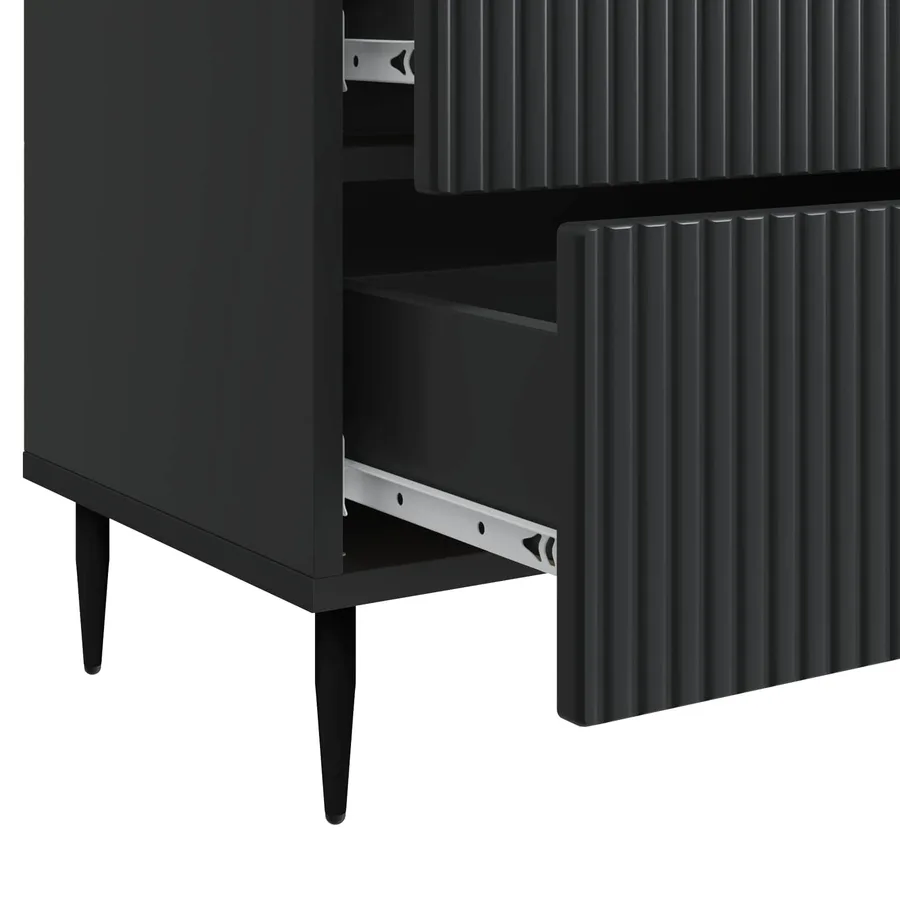 Cabinet de chevet Noir 62 x 34,5 x 47,5 cm Bois d'ingénierie - 9