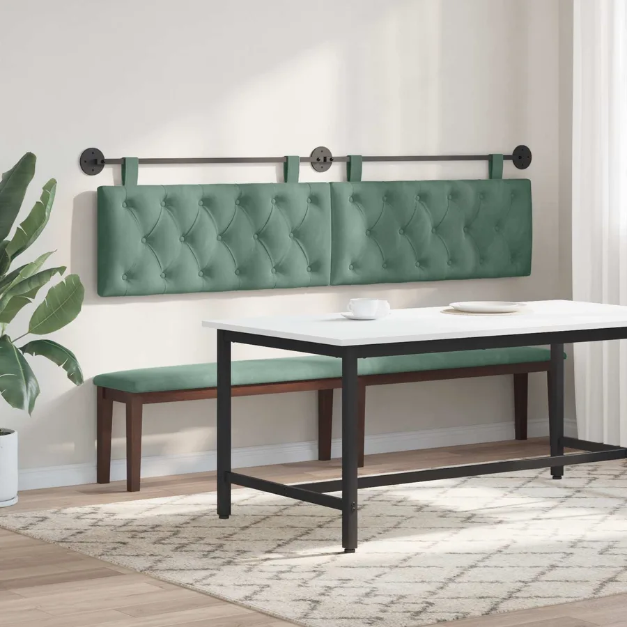 Tête de lit suspendue Avec lumière LED Vert Mer Velours - 4