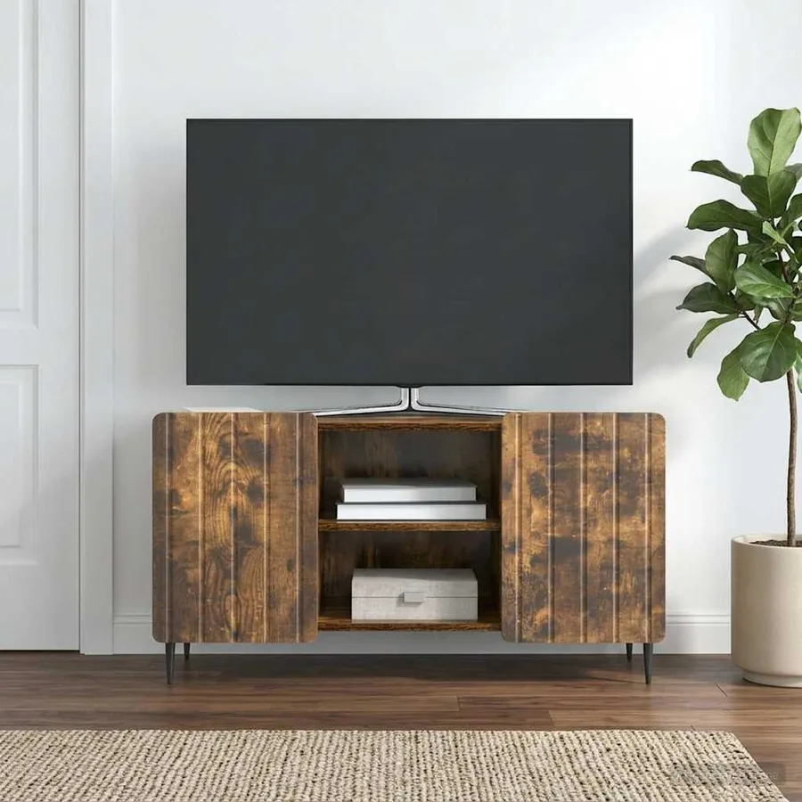 Meuble TV Chêne fumé 102 x 34,5 x 52 cm Bois d'ingénierie